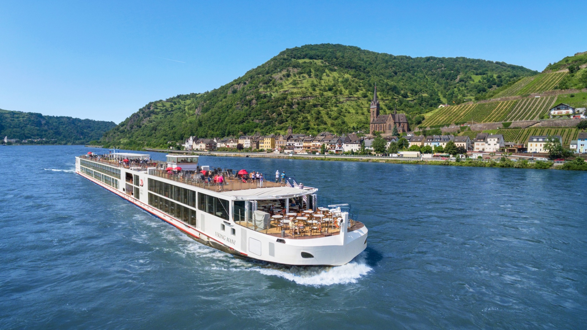 A Viking longship on the Middle Rhine in Germany